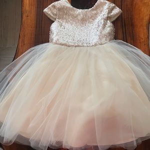Sequin gold cream tool satin flower girl special occasion dress size 2t/3t